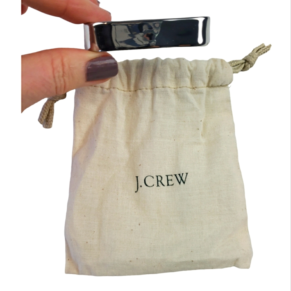 J. Crew Hammered Square Bracelet OS in Silver with Dustbag